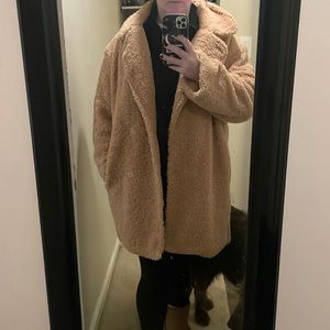 Shop Talulah, Phoebe Teddy Jacket | Taupe/Camel, size small